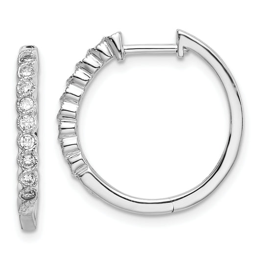 14k White Gold 1/4 Ct. Lab Grown Diamond VS/SI+ G+ Hinged Hoop Earrings