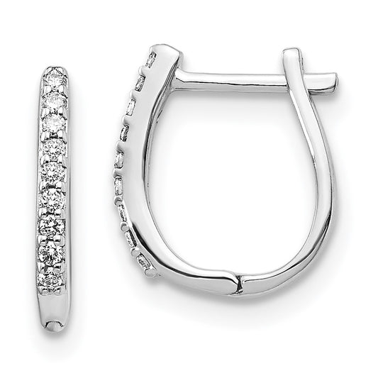 14k White Gold 1/10 carat Lab Grown Diamond VS/SI+ G+ Complete Hinged Hoop Earrings