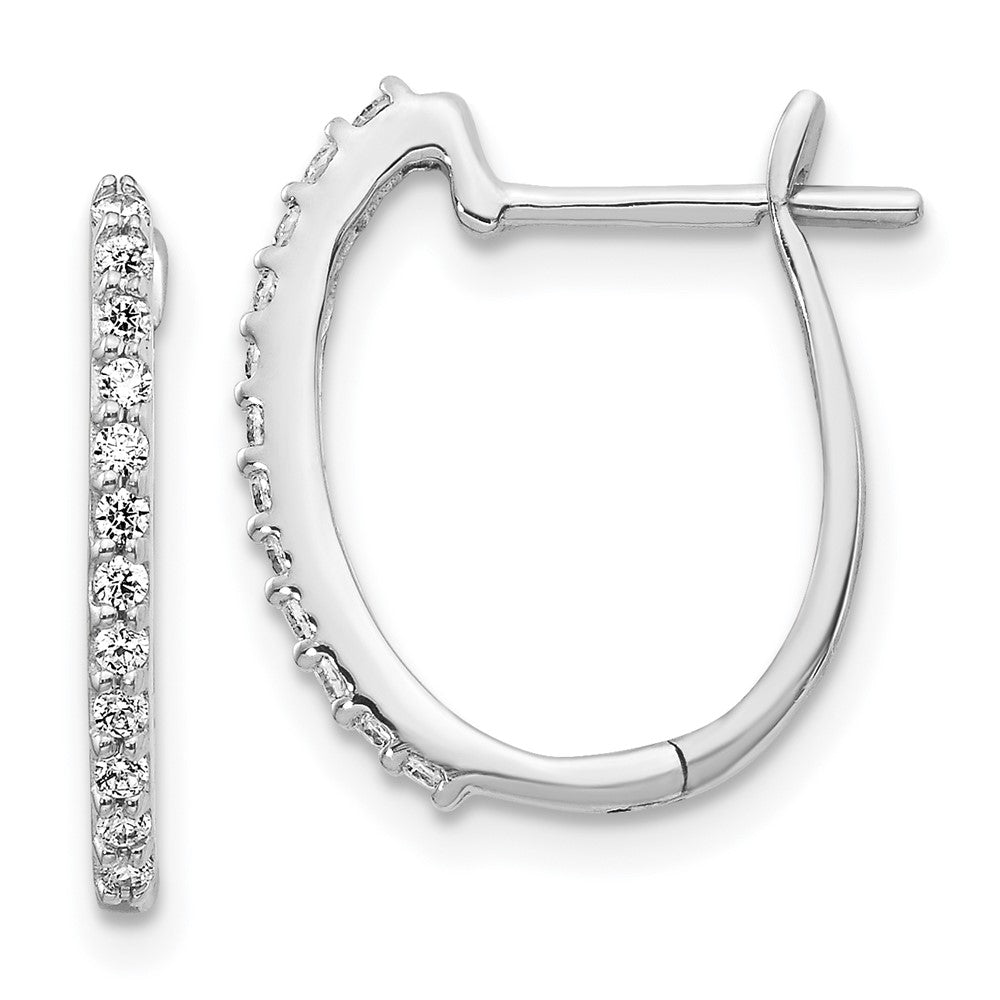 14k White Gold 1/5 carat Lab Grown Diamond VS/SI+ G+ Complete Hinged Hoop Earrings