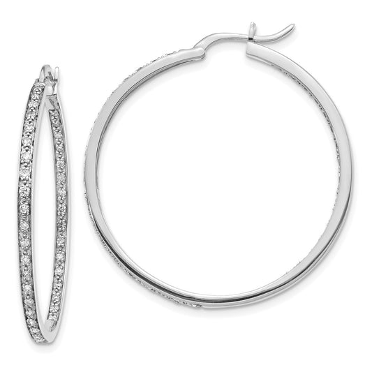 14k White Gold 5/8 carat Lab Grown Diamond VS/SI+ G+ Complete In and Out Hoop Earrings