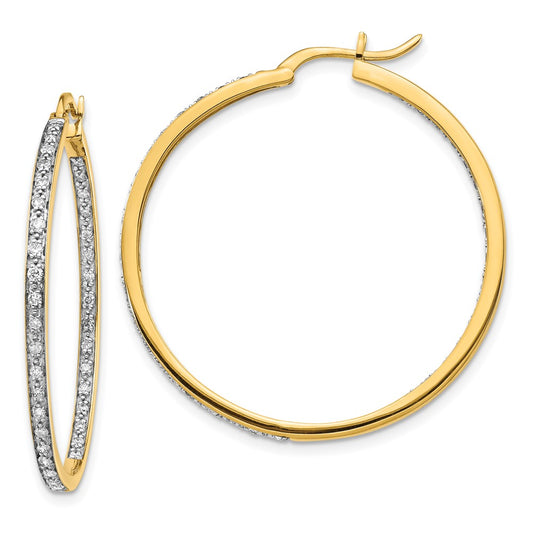 14k Yellow Gold 14k 5/8 carat Lab Grown Diamond VS/SI+ G+ Complete In and Out Hoop Earrings