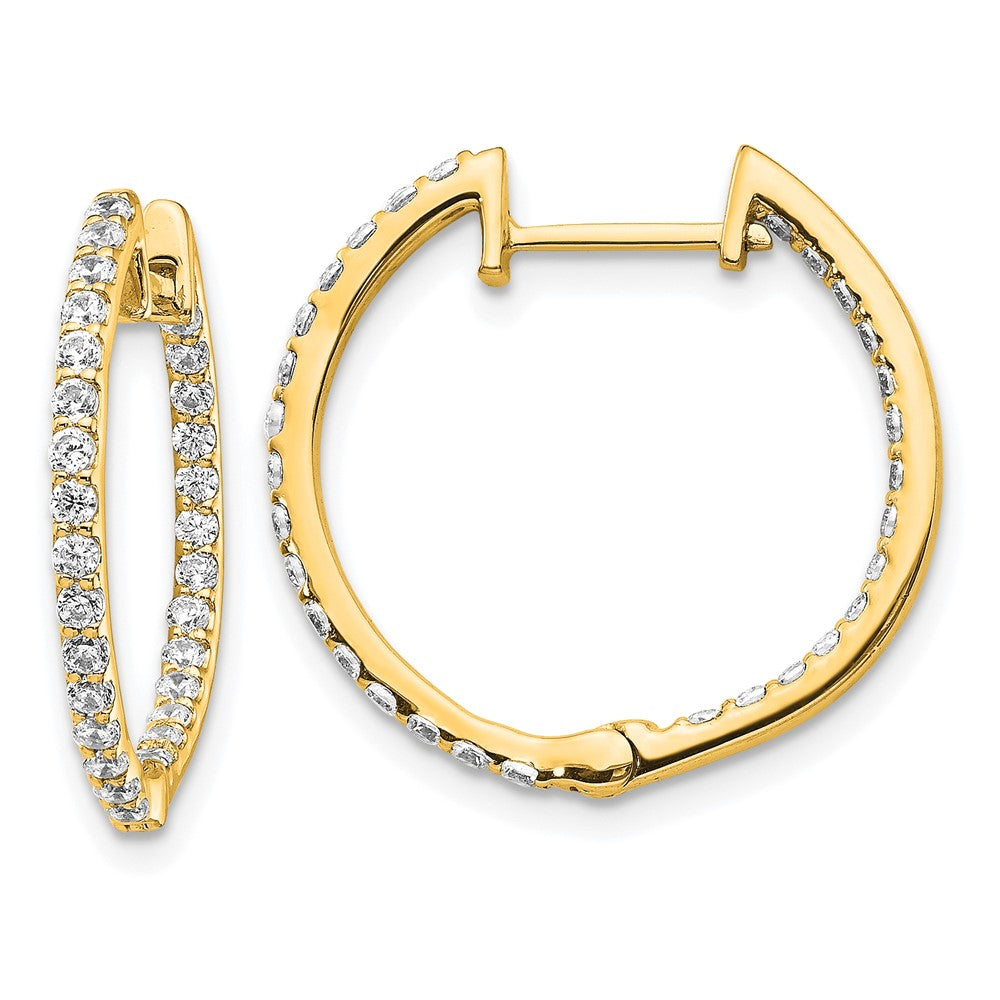 14k Yellow Gold 14ky Lab Grown Diamond. VS/SI FGH In & Out Hinged Hoop Earrings