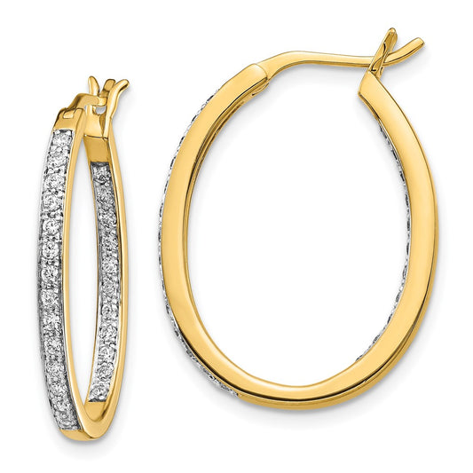 14k Yellow Gold 14k 1/2 carat Lab Grown Diamond VS/SI+ G+ Complete In and Out Hoop Earrings