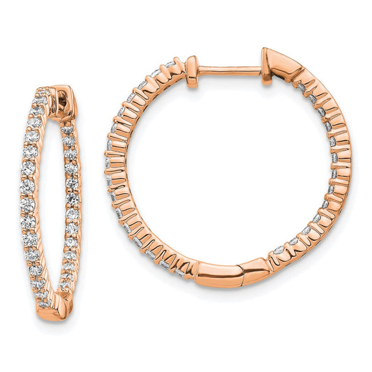 14k Rose Gold 5/8 carat Lab Grown Diamond VS/SI+ G+ Complete In and Out Hoop Earrings