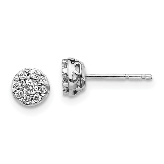 14k White Gold 1/5 carat Lab Grown Diamond VS/SI+ G+ Cluster Post Earrings