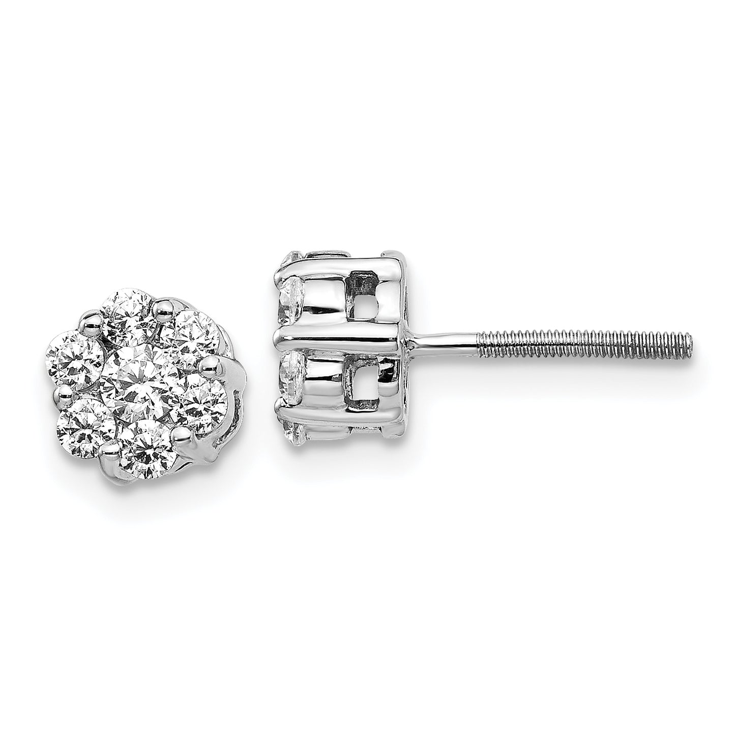 14k White Gold 5/8 Ct. Lab Grown Diamond VS/SI+ G+ Screwback Cluster Post Earrings