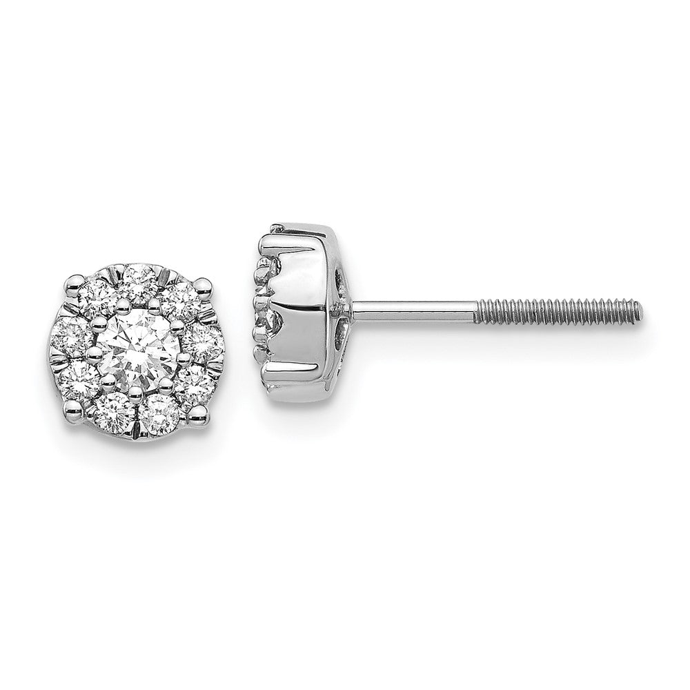 14k White Gold 1/2 carat Lab Grown Diamond VS/SI+ G+ Cluster Screwback Post Earrings