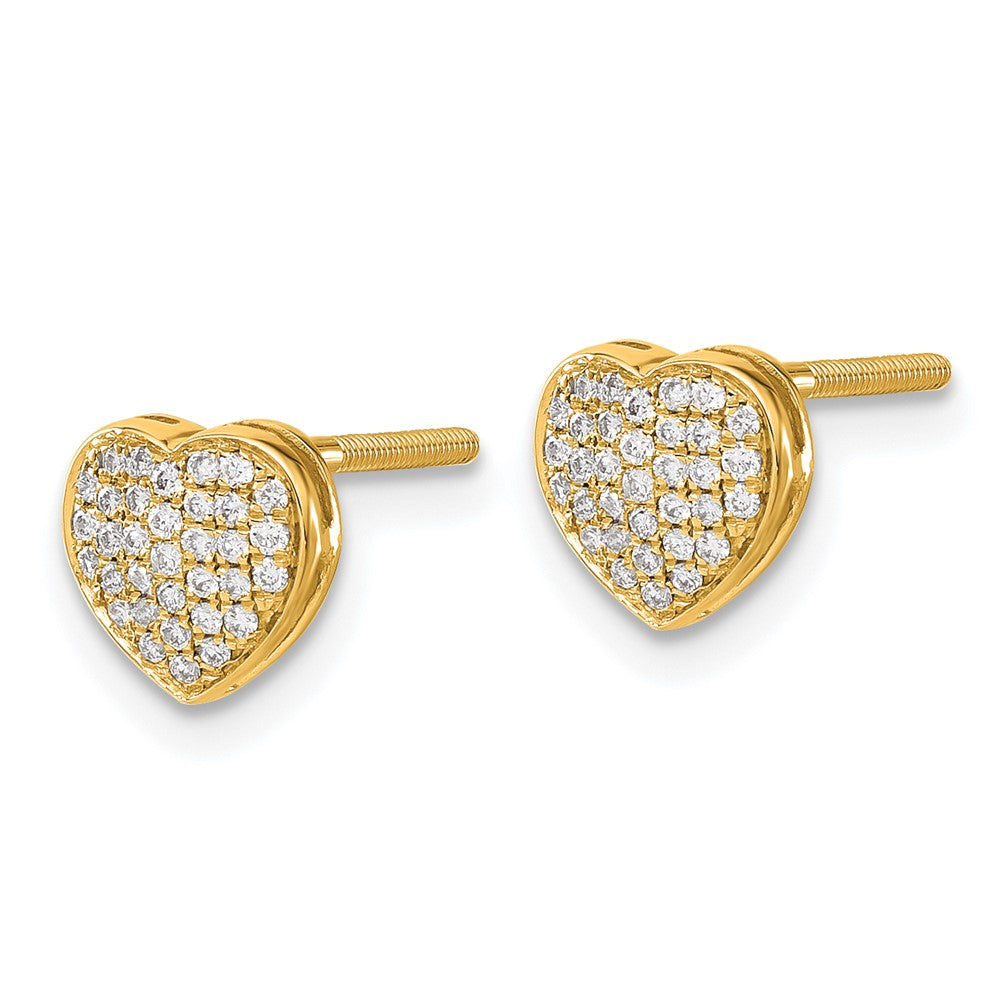 14k Yellow Gold 14K Lab Grown VS/SI+ G+ Diamond Heart Screwback Post Earrings