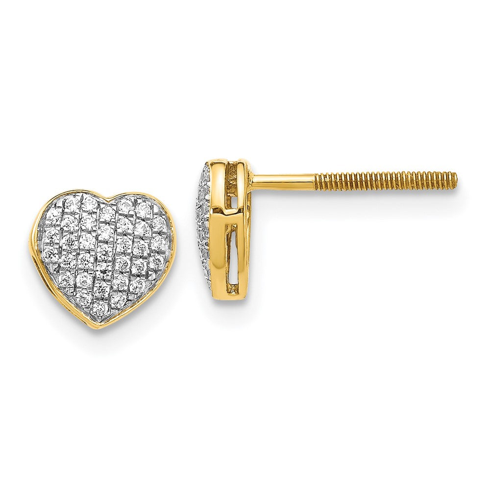 14k Yellow Gold 14K Lab Grown VS/SI+ G+ Diamond Heart Screwback Post Earrings