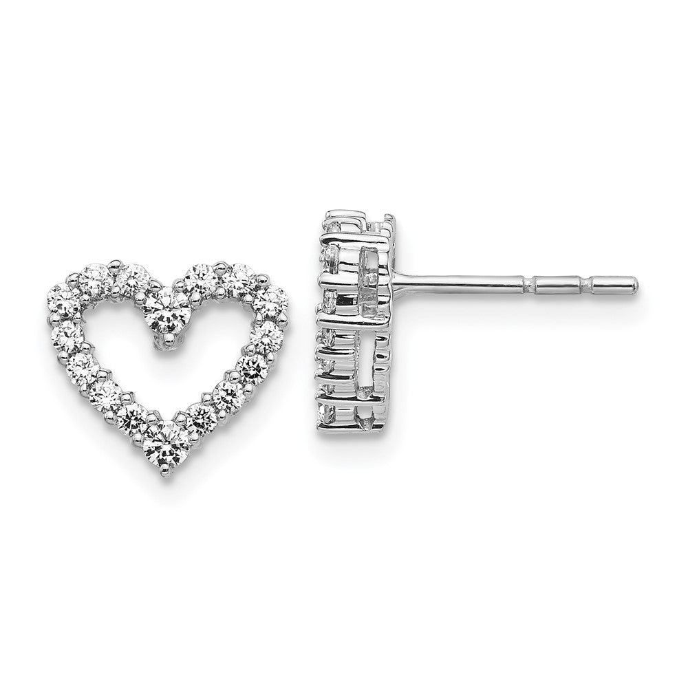 14k White Gold 1/2 Ct. Lab Grown Diamond VS/SI+ G+ Complete Heart Post Earrings