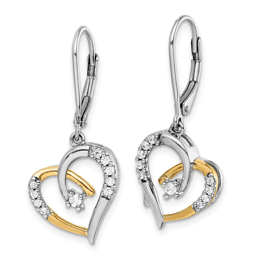 14k Two-tone 14k Two Tone 1/5 carat Lab Grown Diamond VS/SI+ G+ Complete Dangle Heart Leverback Earrings