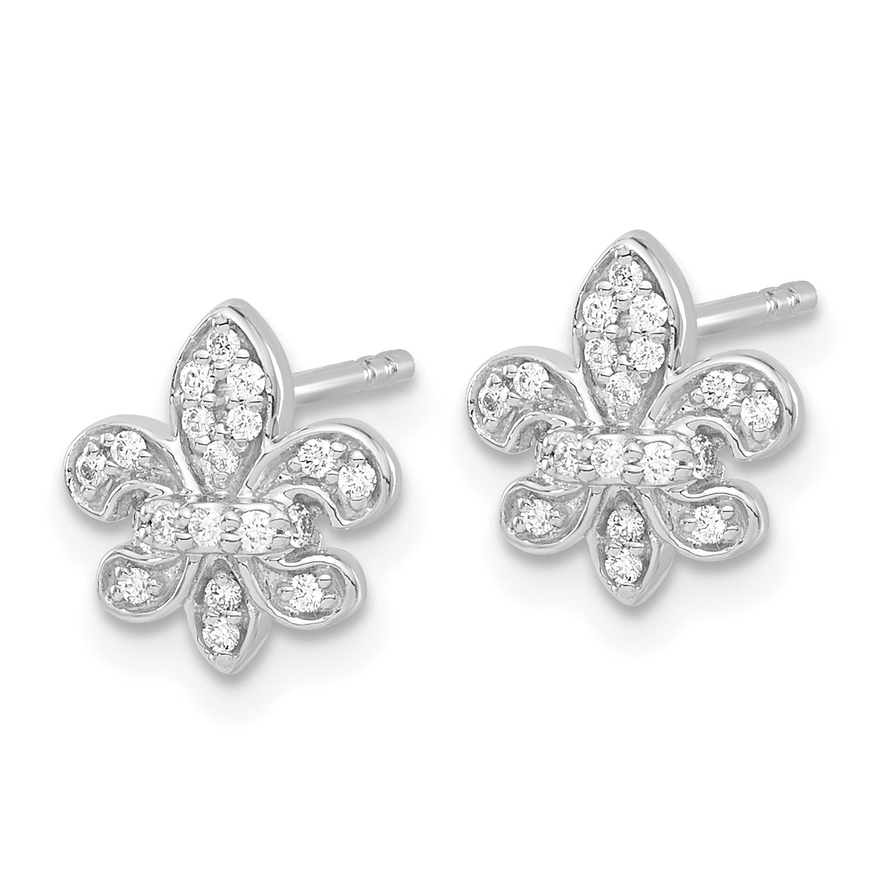 14K White Gold Lab Grown VS/SI+ G+ Diamond Fleur de Lis Post Earrings