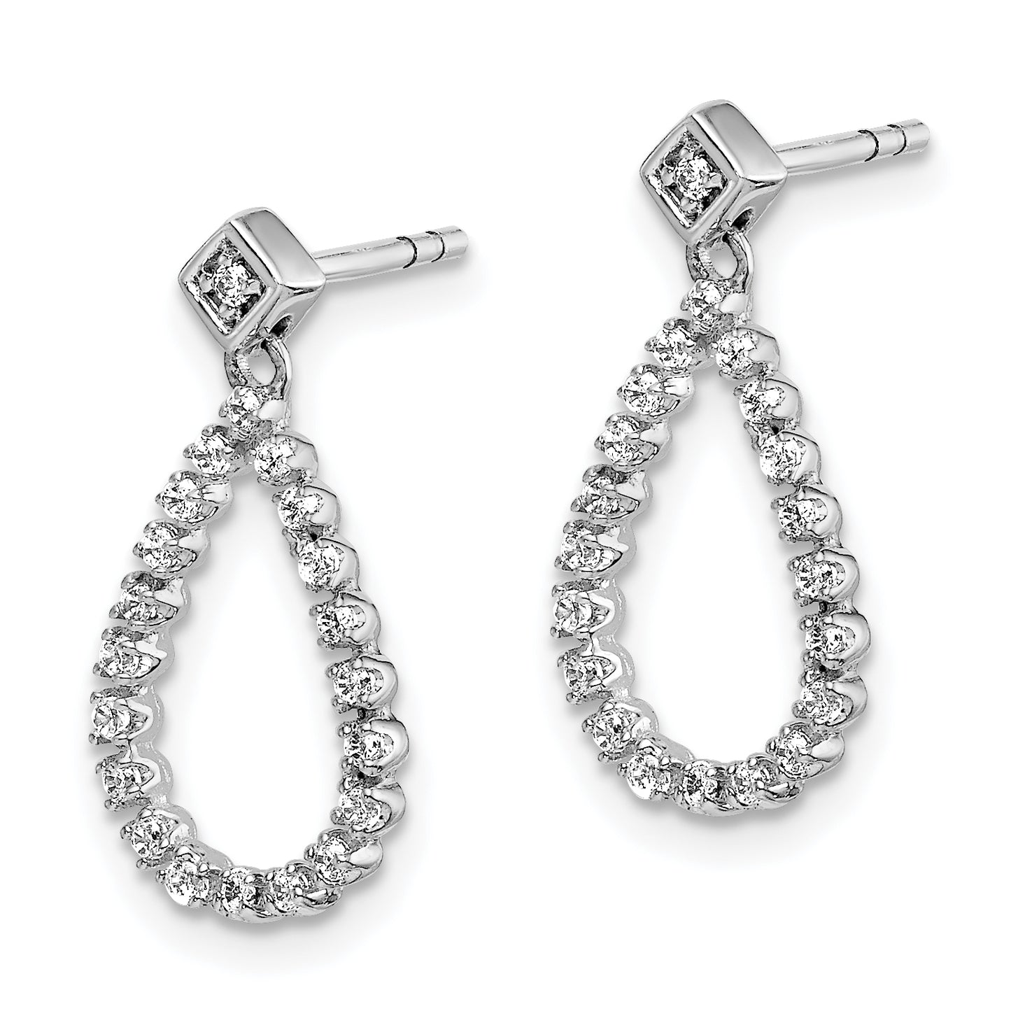 14k White Gold 1/4 Ct. Lab Grown Diamond VS/SI+ G+ Dangle Teardrop Post Earrings