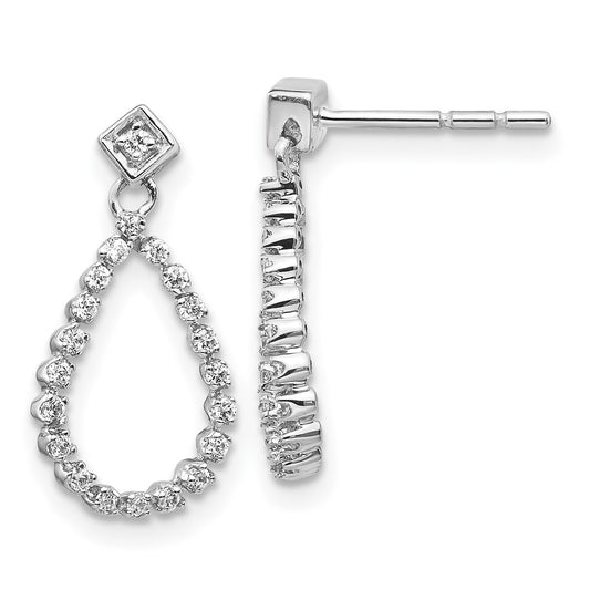 14k White Gold 1/4 carat Lab Grown Diamond VS/SI+ G+ Complete Dangle Teardrop Post Earrings