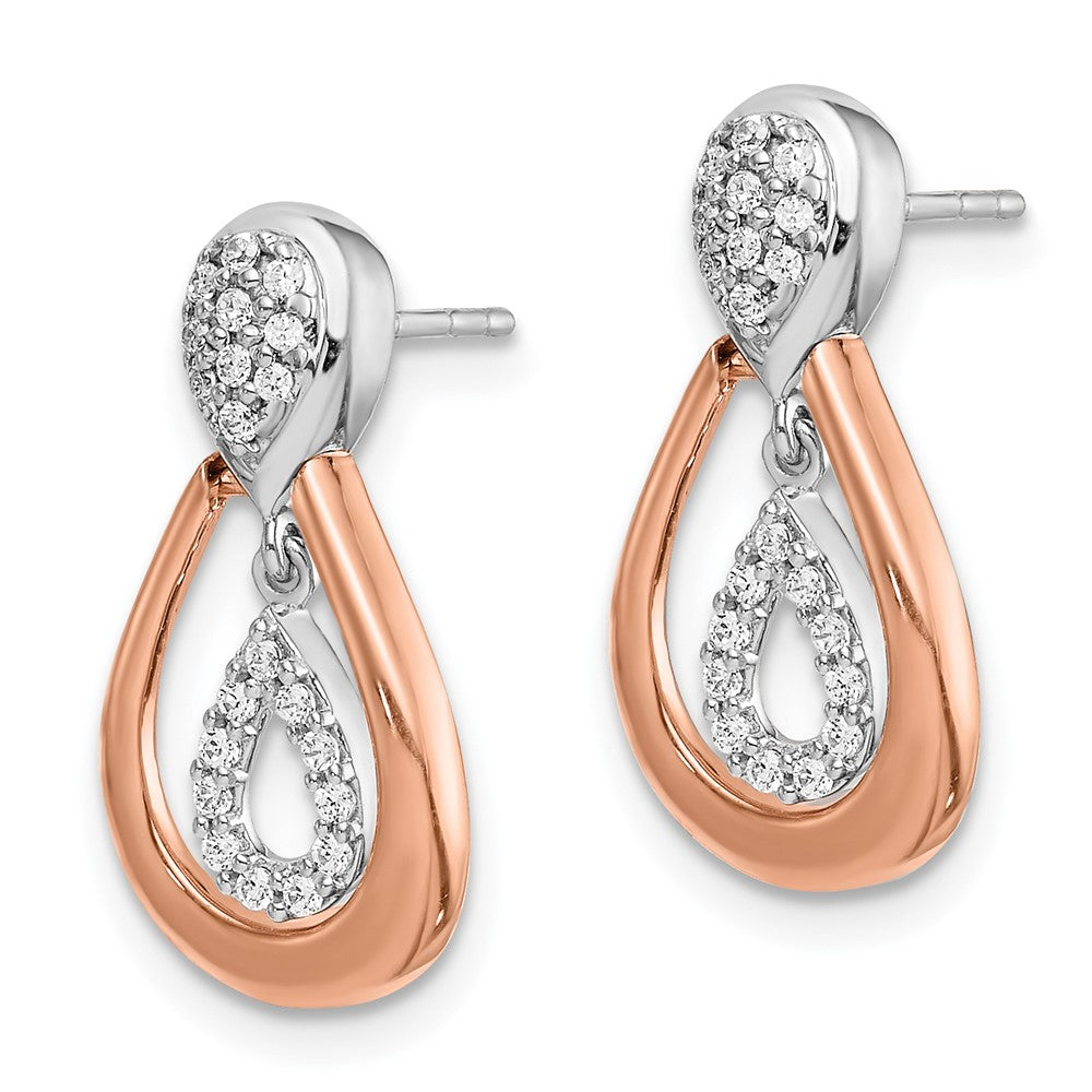 14K Two-Tone Lab Grown VS/SI FGH Diamond Post Dangle Earrings