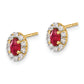 14k Yellow Gold 1/5 Ct. Lab Grown Diamond VS/SI+ G+ and Oval Created Ruby Halo Post Earrings