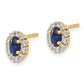 14k Yellow Gold 1/5 Ct. Lab Grown Diamond VS/SI+ G+ and Oval Created Sapphire Halo Post Earrings