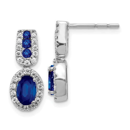 14K White Gold Lab Grown VS/SI+ G+ Diamond and Created Sapphire Post Earrings