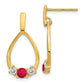 10k Yellow Gold 1/4 Ct. Lab Grown Diamond VS/SI+ G+ and Created Ruby Dangle Teardrop Post Earrings