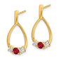 14k Yellow Gold 1/4 Ct. Lab Grown Diamond VS/SI+ G+ and Created Ruby Dangle Teardrop Post Earrings