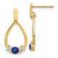 14k Yellow Gold 1/3 Ct. Lab Grown Diamond VS/SI+ G+ and Created Sapphire Dangle Teardrop Earrings