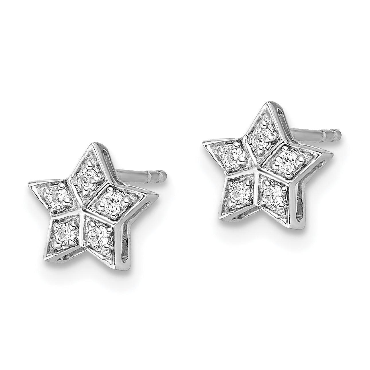 14k White Gold 1/10 Ct. Lab Grown Diamond VS/SI+ G+ Star Post Earrings