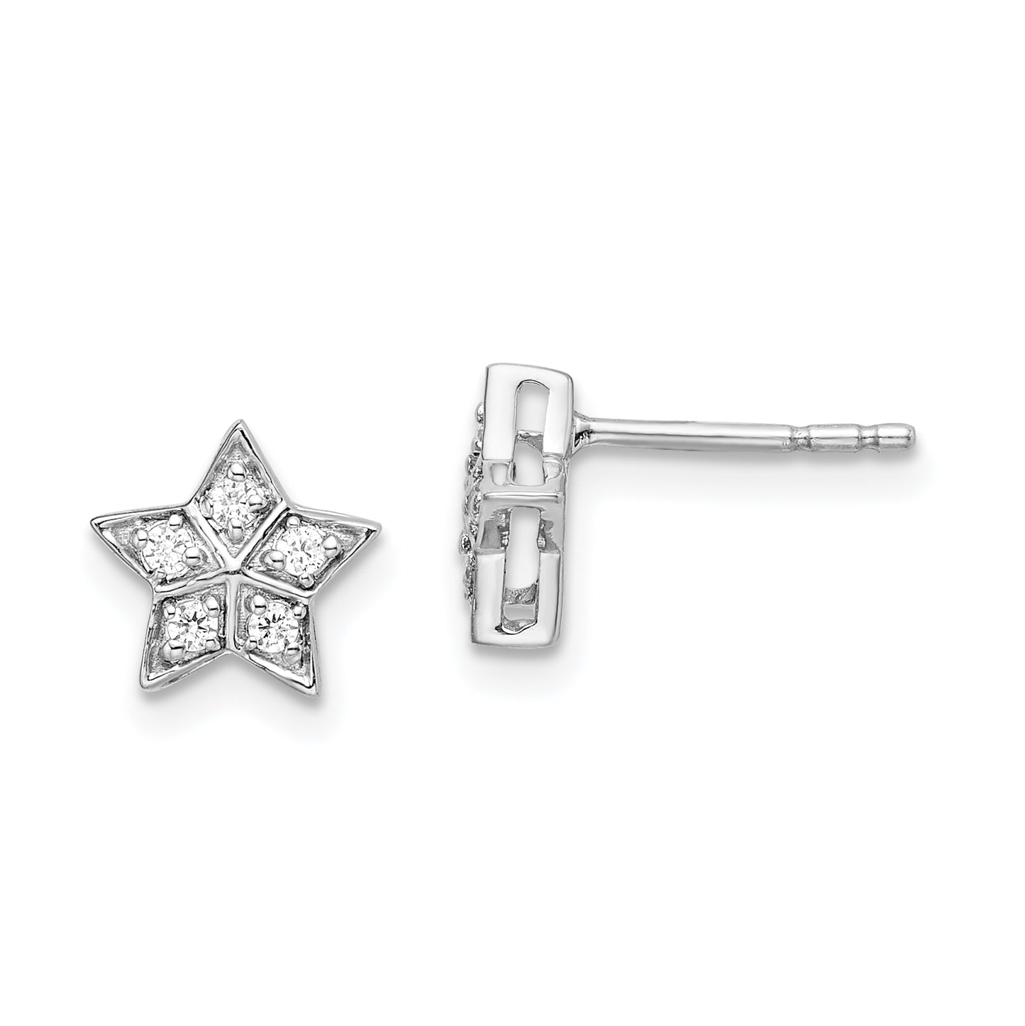 14k White Gold 1/10 Ct. Lab Grown Diamond VS/SI+ G+ Star Post Earrings