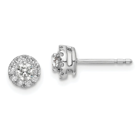 14k White Gold 1/2 Ct. Lab Grown Diamond VS/SI+ G+ Round Halo Post Earrings