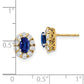 14k Yellow Gold 5/8 Ct. Lab Grown Diamond VS/SI+ G+ and Oval Created Sapphire Halo Post Earrings