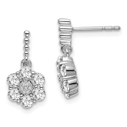 14K White Gold Lab Grown Diamond VS/SI+ G+ Floral Earrings