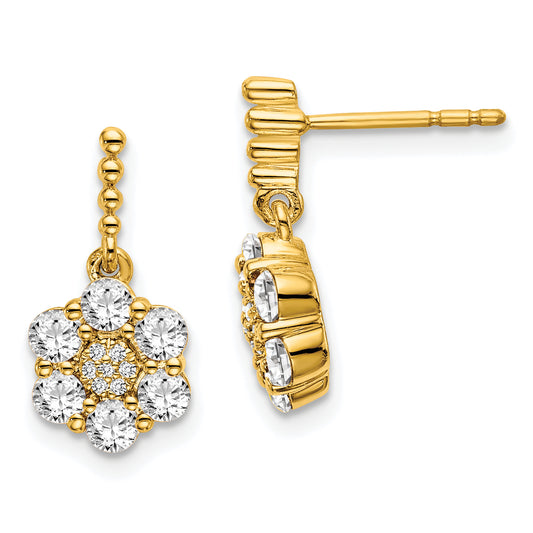 14k Yellow Gold Lab Grown Diamond VS/SI FGH Floral Earrings