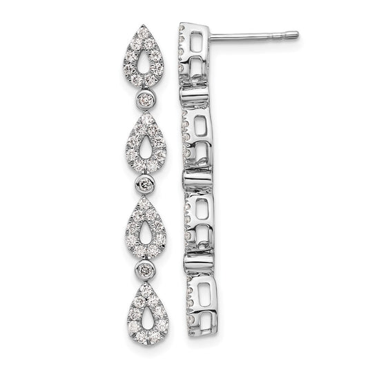 14k White Gold 3/4 carat Lab Grown Diamond VS/SI+ G+ Complete Dangle Teardrop Post Earrings