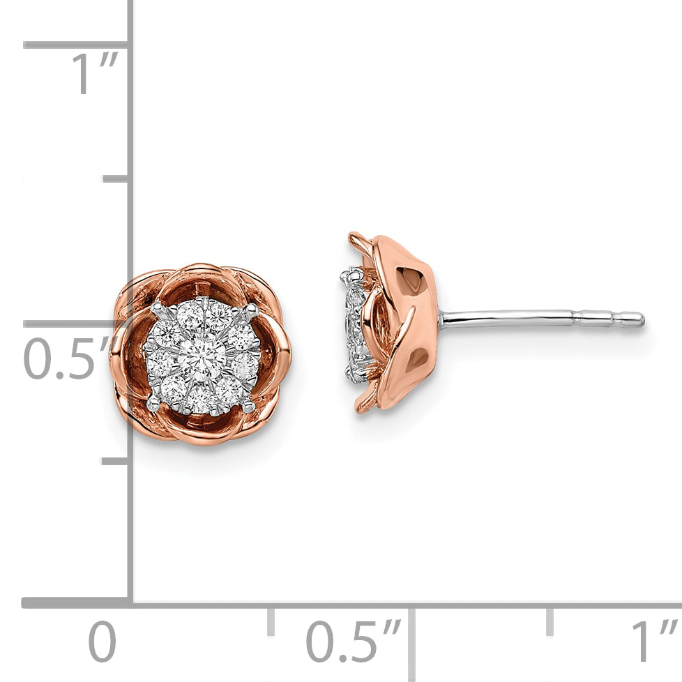 14k Two-Tone 1/4 Ct. Lab Grown Diamond VS/SI+ G+ Cluster Flower Post Earrings