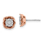 14k Two-Tone 1/4 carat Lab Grown Diamond VS/SI+ G+ Cluster Flower Post Earrings