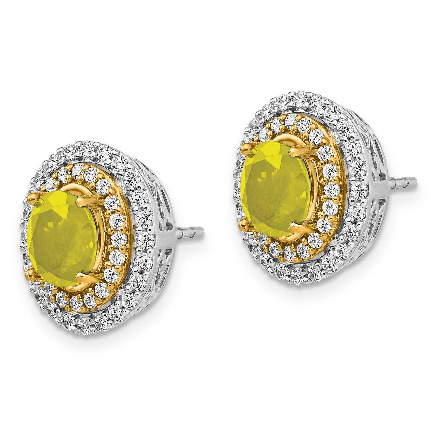 14K Two-Tone Lab Grown VS/SI+ G+ Diamond & Created Yellow Sapphire Earrings