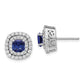 14K White Gold Lab Grown VS/SI FGH Diamond & Created Blue Sapphire Earrings