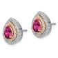 14K White/Rose Gold Two Tone 7/8 Ct. Lab Grown Diamond VS/SI+ G+ and Lab Created Pink Sapphire Fancy Teardrop Post Earrings