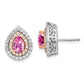 14K White/Rose Gold Two Tone 7/8 Ct. Lab Grown Diamond VS/SI+ G+ and Lab Created Pink Sapphire Fancy Teardrop Post Earrings