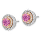 14K White/Rose Gold Two Tone 1 Ct. Lab Grown Diamond VS/SI+ G+ and Lab Created Pink Sapphire Round Post Earrings