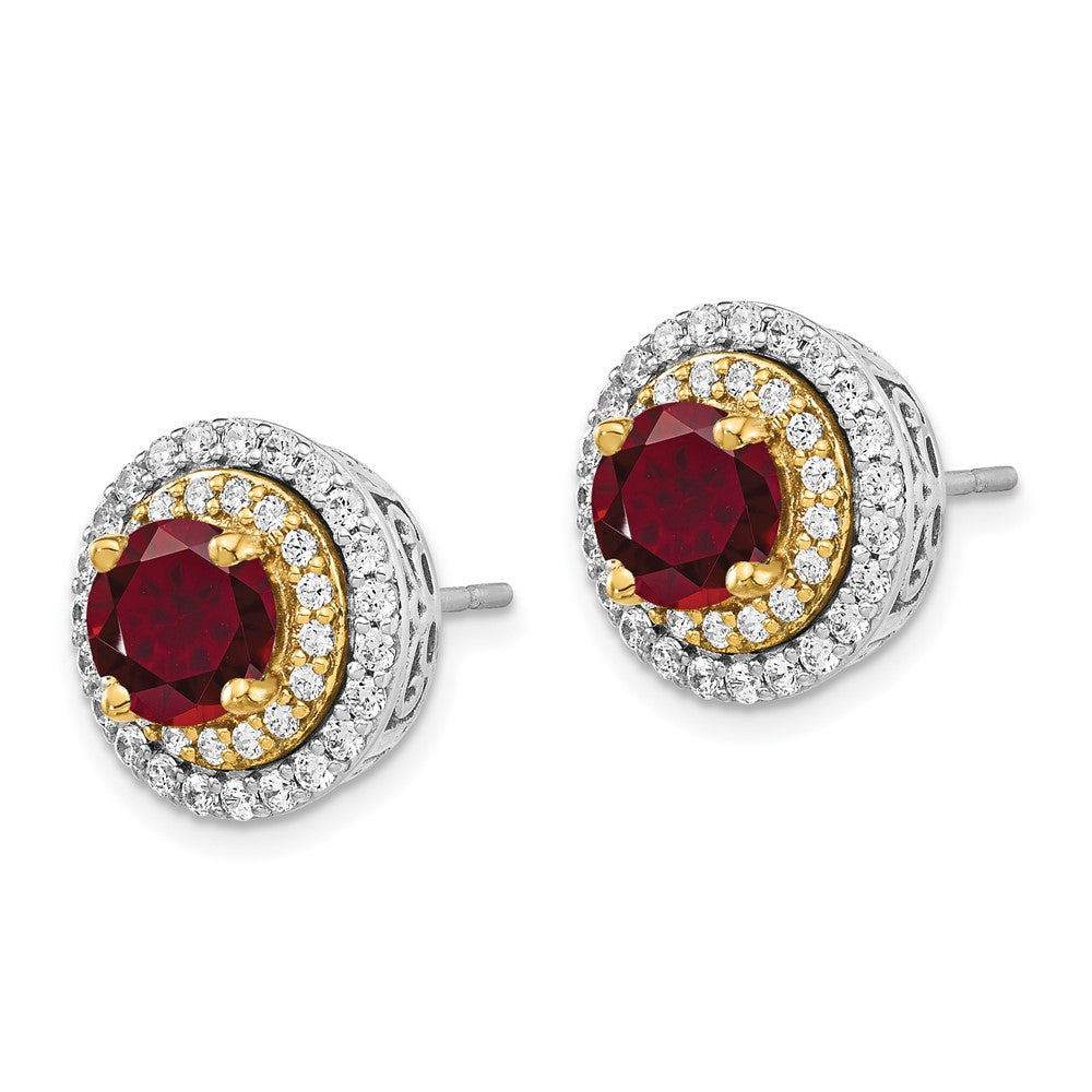 14K Two-Tone Lab Grown VS/SI FGH Diamond & Created Ruby Earrings