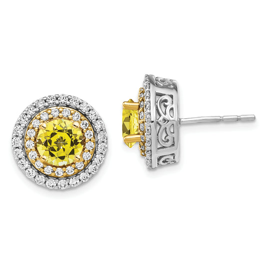 14K Two-Tone Lab Grown VS/SI+ G+ Diamond & Created Yellow Sapphire Earrings