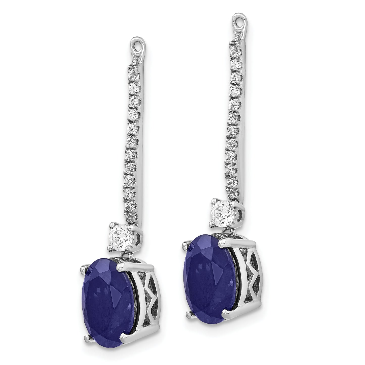 14k White Gold 1/2 Ct. Lab Grown Diamond VS/SI+ G+ and Lab Created Blue Sapphire Earring Jackets