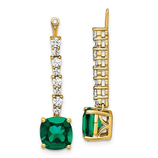 14k Yellow Gold Lab Grown VS/SI FGH Dia & Created Emerald Earring Jackets