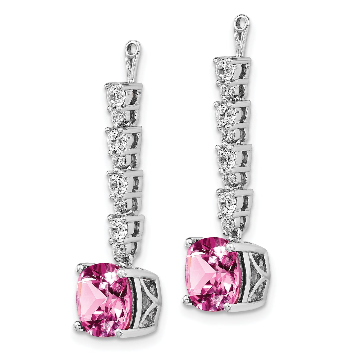 14K White Gold Lab Grown VS/SI+ G+ Diamond & Created Pink Sapphire Earring Jack