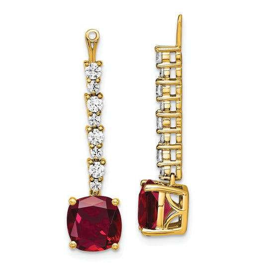 14k Yellow Gold 5/8 Ct. Lab Grown Diamond VS/SI+ G+ and Lab Created Ruby Earring Jackets