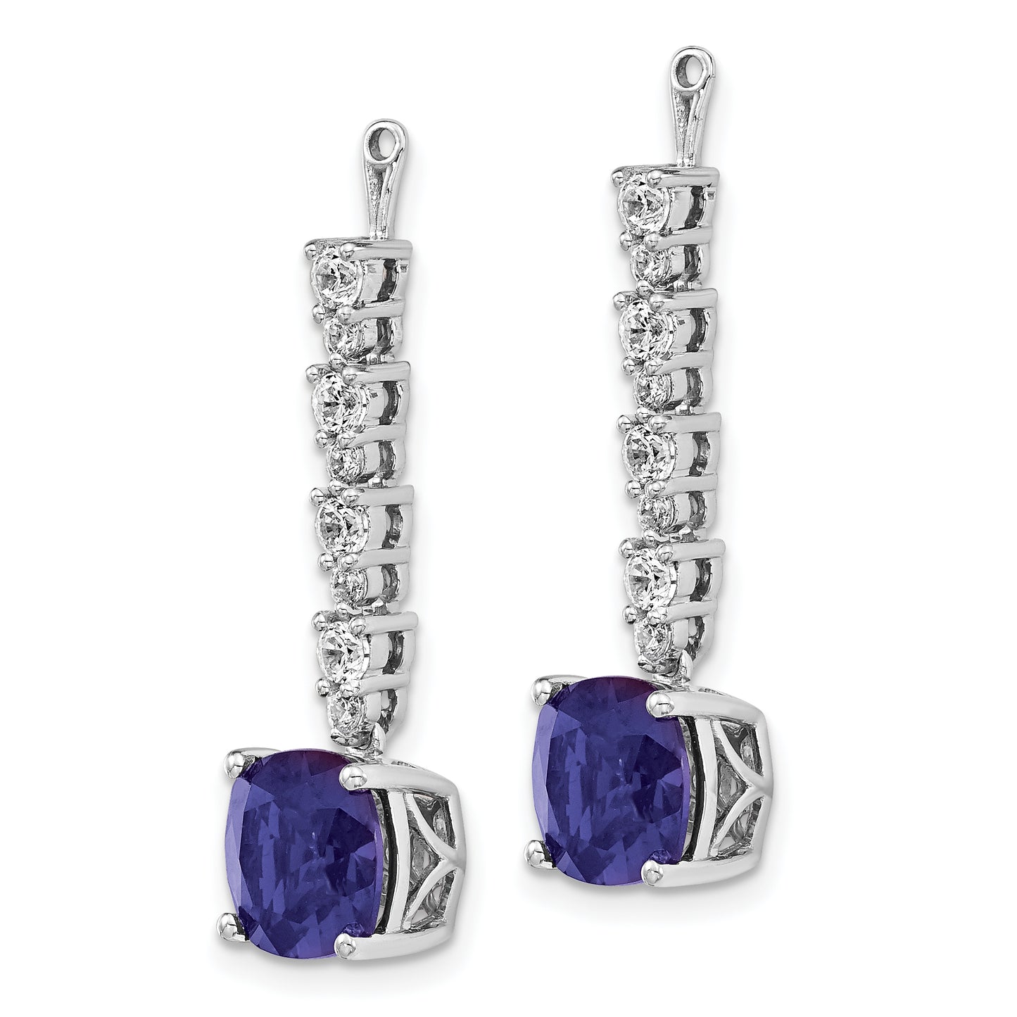 14k White Gold 5/8 Ct. Lab Grown Diamond VS/SI+ G+ and Lab Created Blue Sapphire Earring Jackets