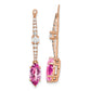 14K Rose Gold Lab Grown VS/SI+ G+ Diamond & Created Pink Sapphire Earring Jacke