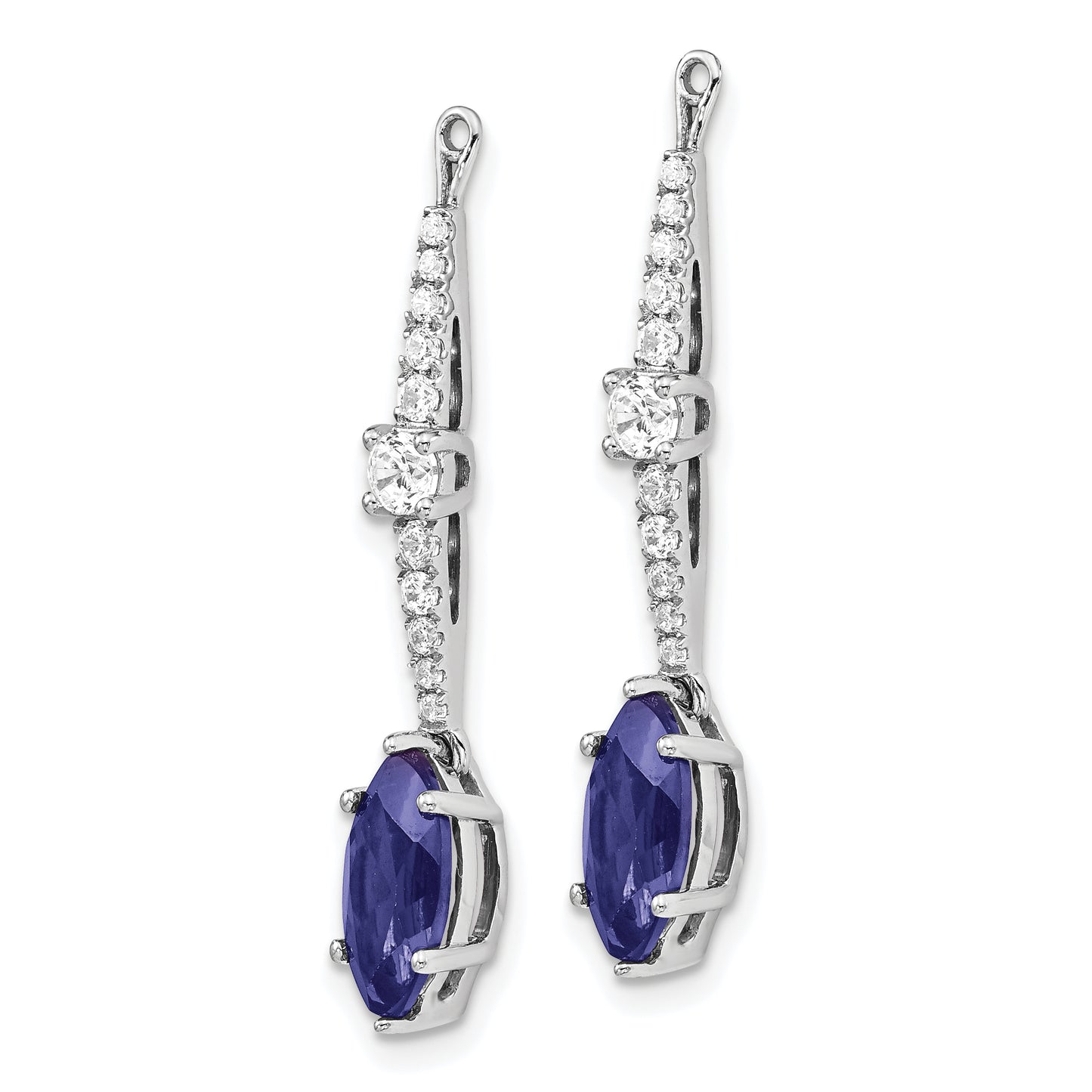 14k White Gold 1/2 Ct. Lab Grown Diamond VS/SI+ G+ and Lab Created Blue Sapphire Earring Jackets