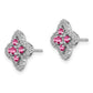 14k White Gold Two Tone 1/3 Ct. Lab Grown Diamond VS/SI+ G+ and Lab Created Pink Sapphire Fancy Post Earrings