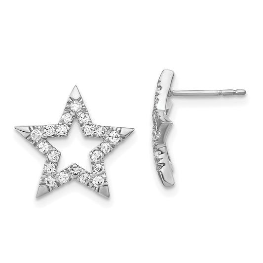 14K White Gold Lab Grown Diamond VS/SI+ G+ Star Post Earrings